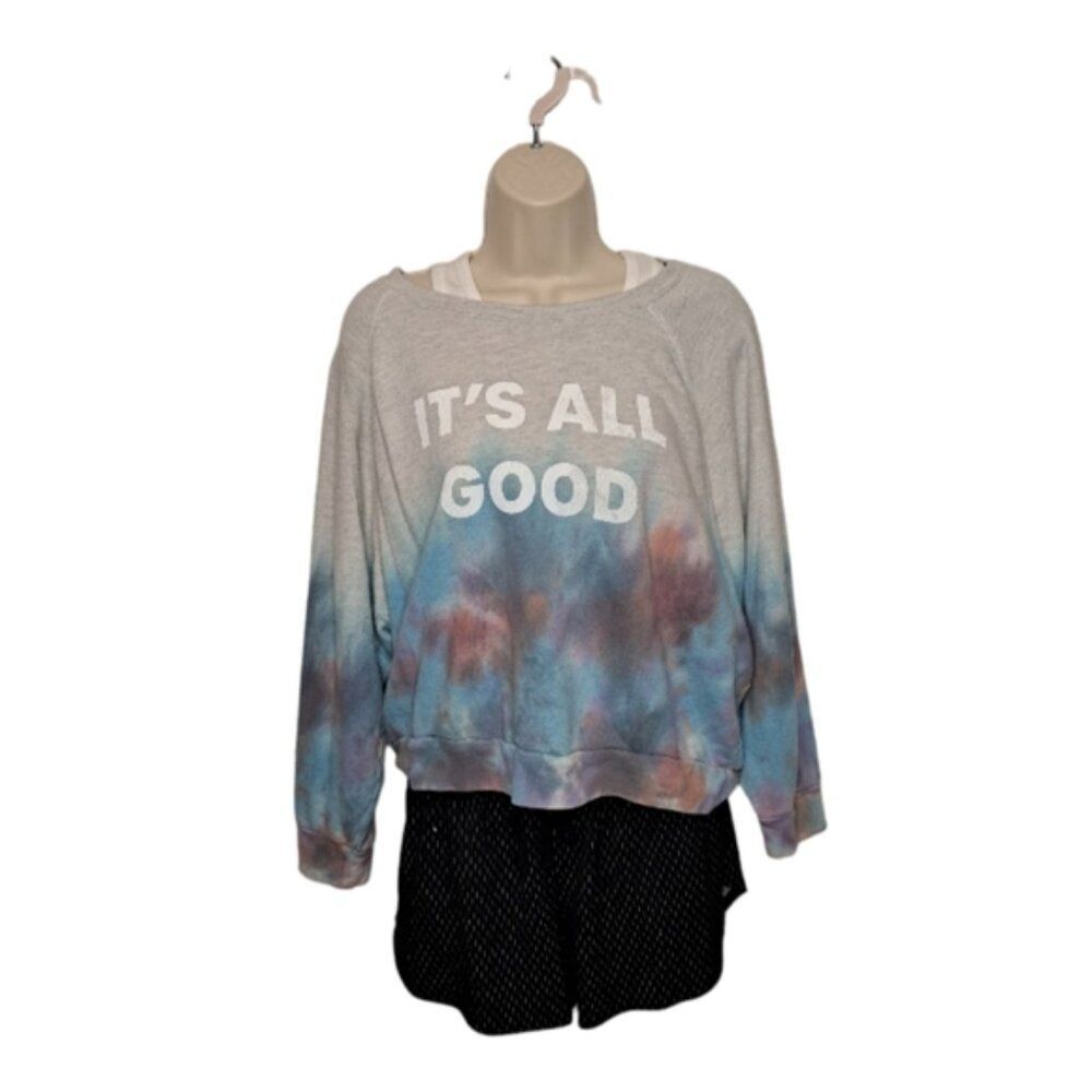 good hYouman Women's It's All Good Sweatshirt Size S Blue, Pink, & Gray Tie Dye